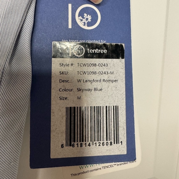 Tentree Langford Light Blue Romper - Picture 3 of 3